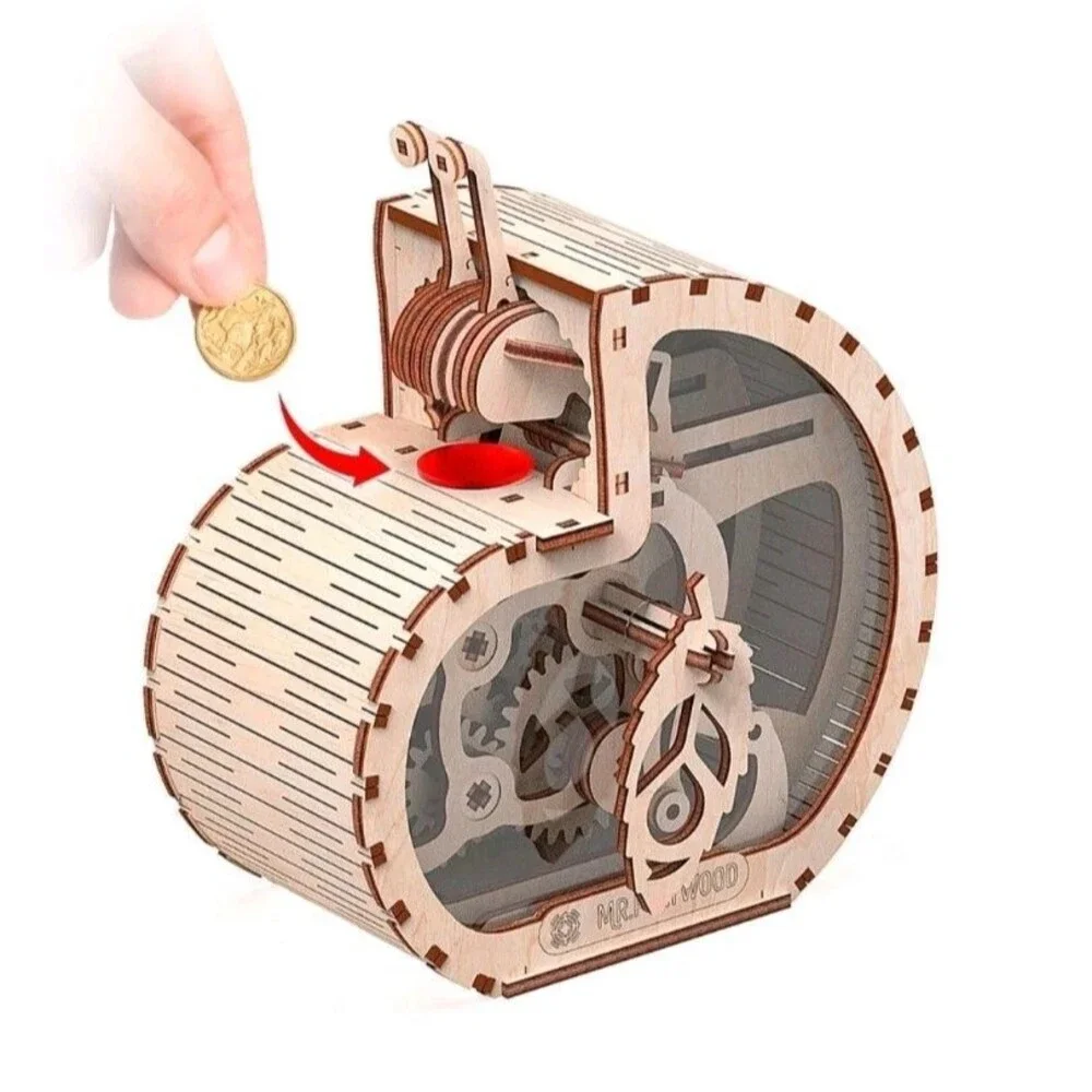 Mr.Playwood Moneybox Snail S Puzzle -DIY Wooden 3D Brain Teaser Coin Box